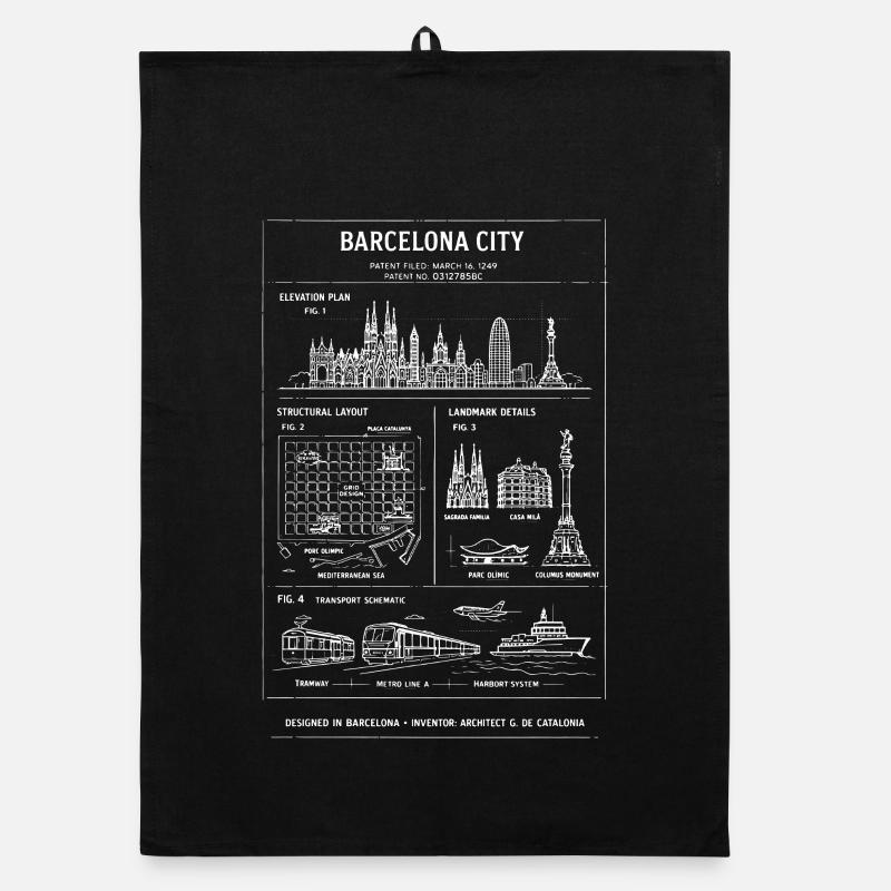 Modèle de la Skyline de Barcelone Torchon bio