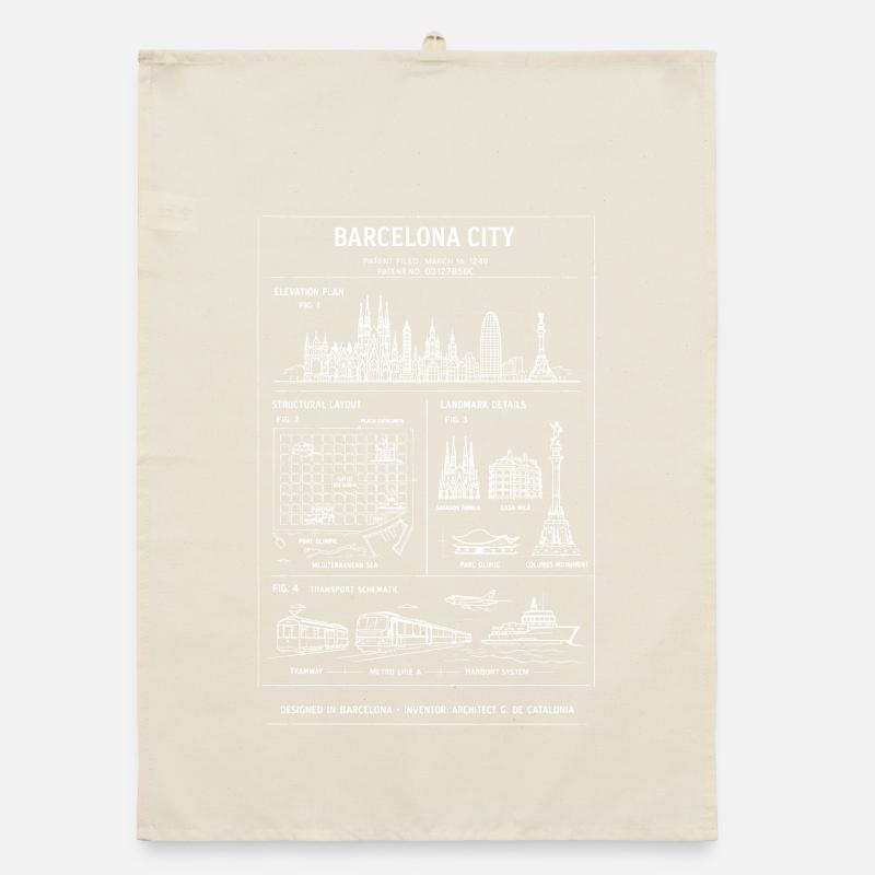 Modèle de la Skyline de Barcelone Torchon bio