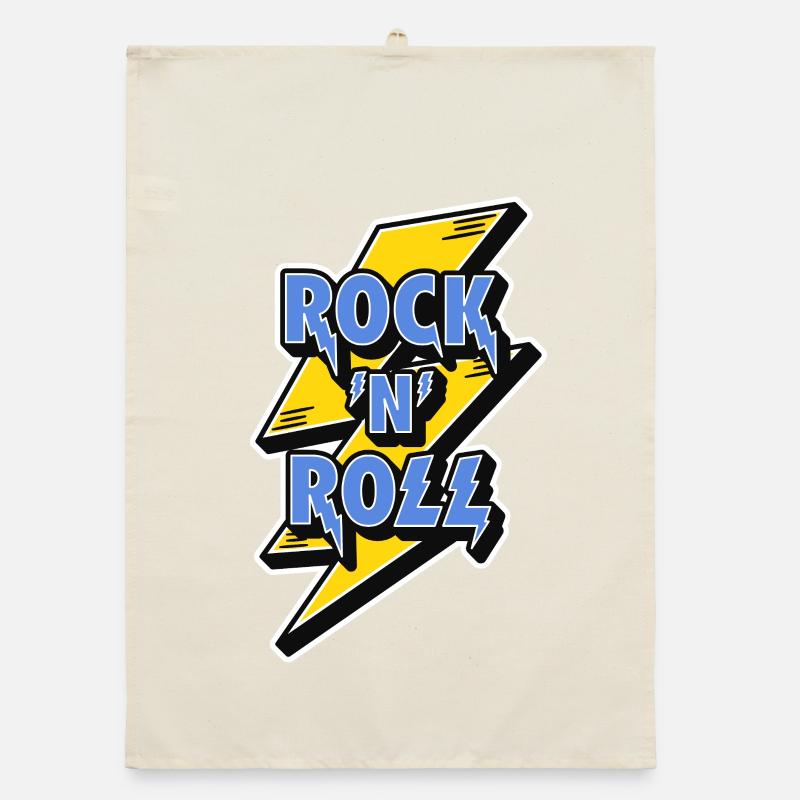 Logo Rock 'n' Roll avec éclair Torchon bio