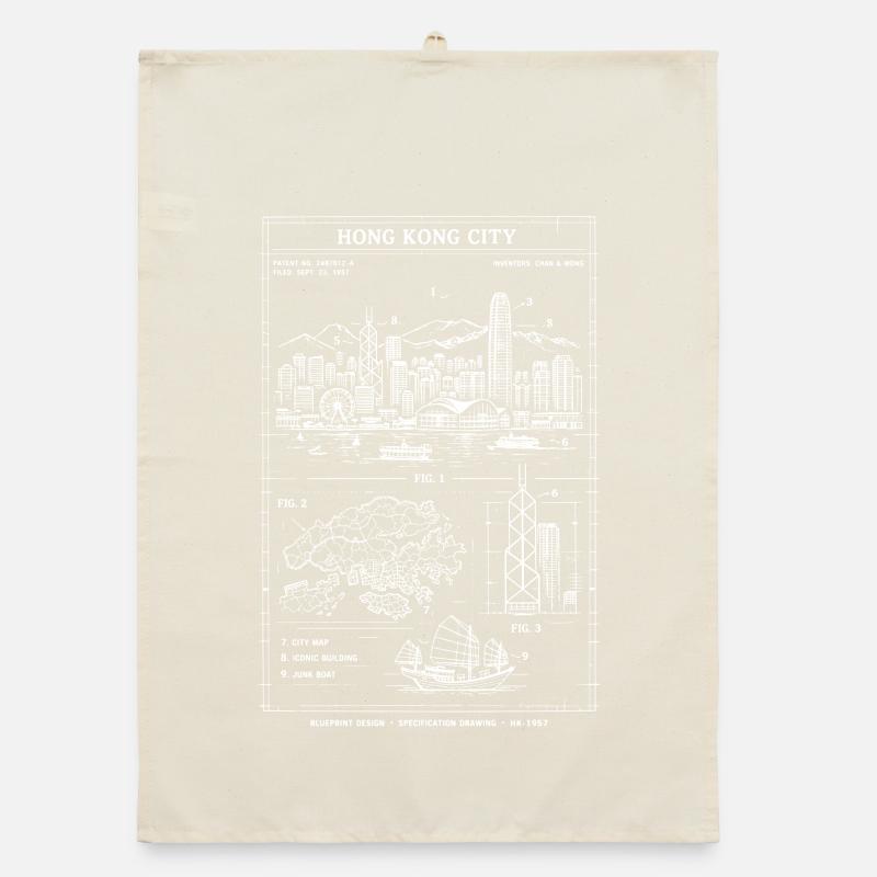 Plan de la Skyline de Hong Kong Torchon bio