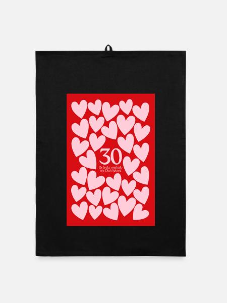 30 Gründe Wir Lieben Dich zum 30. Geburtstag - Organic Geschirrtuch - Schwarz - Vorne