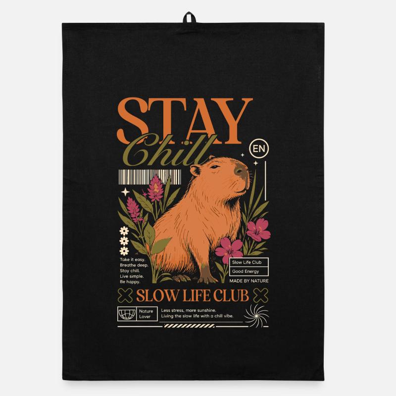Stay Chill Capybara Motiv Organic Geschirrtuch