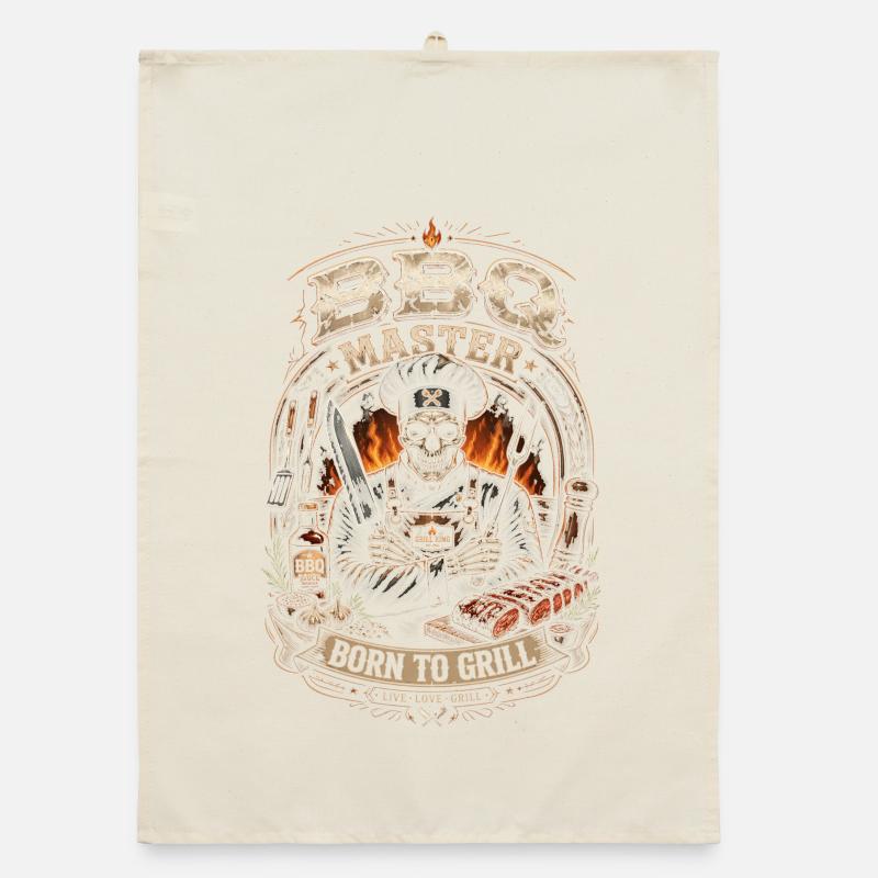 Master BBQ Skeleton Grill - Barbecue humor Organic dish towel