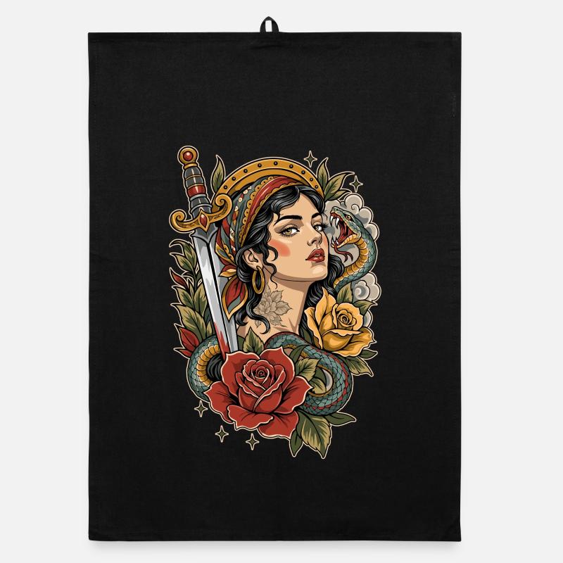 Poison and Roses Organic dish towel