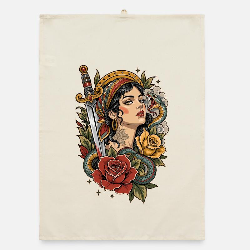 Poison and Roses Organic dish towel