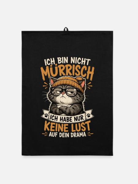 Ich Habe Keine Lust Auf Dein Drama Katze - Organic Geschirrtuch - Schwarz - Vorne