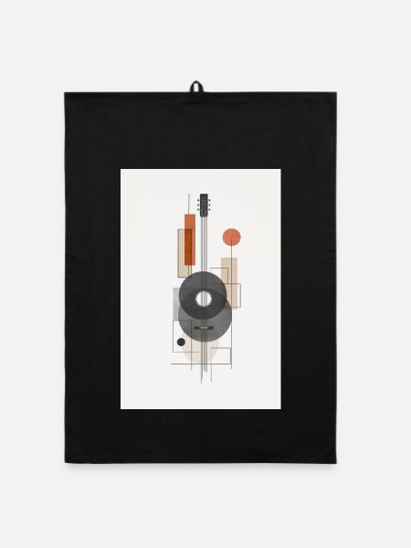 Abstract Guitar – Geometric Music Design - Organic Geschirrtuch - Schwarz - Vorne