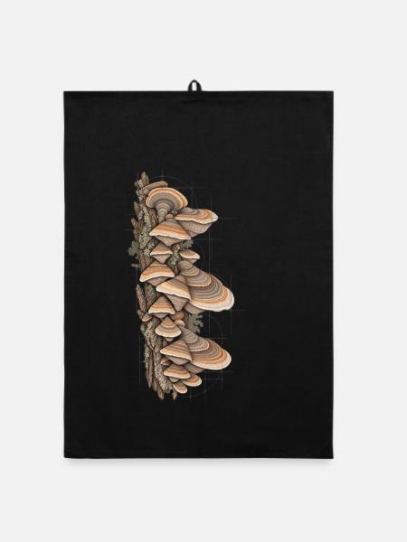 Bracket Study Farbpilz-Tee - Organic Geschirrtuch - Schwarz
