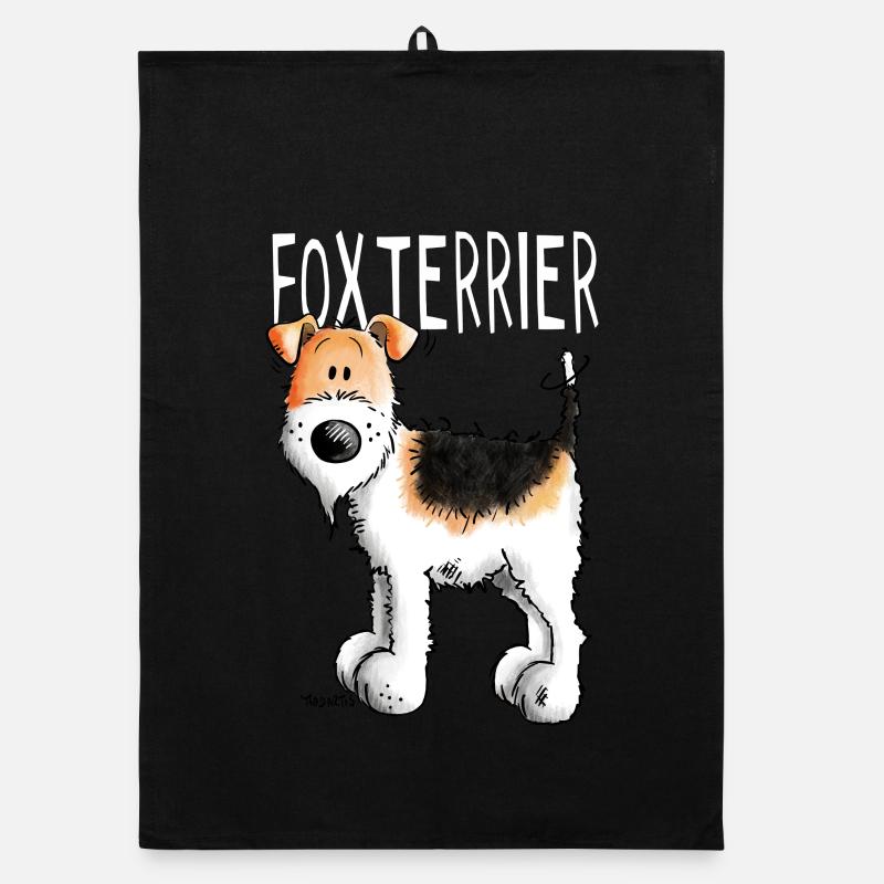 Kleiner Foxterrier - Hund - Hunde - Tier - Comic Organic Geschirrtuch