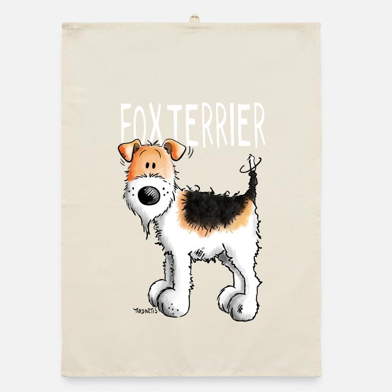 Kleiner Foxterrier - Hund - Hunde - Tier - Comic Organic Geschirrtuch