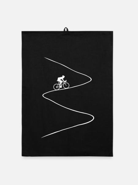 road bike, uphill, steep, bike, cycling, mountain - Organic dish towel - black - Front