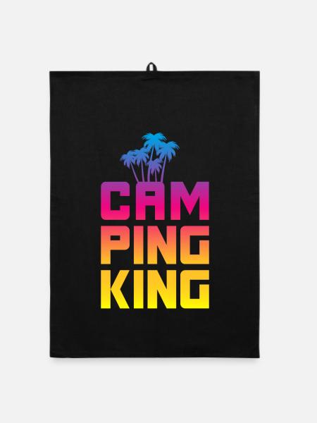 Campingking Palme Verlauf König Camper Urlaub Fan - Organic Geschirrtuch - Schwarz - Vorne
