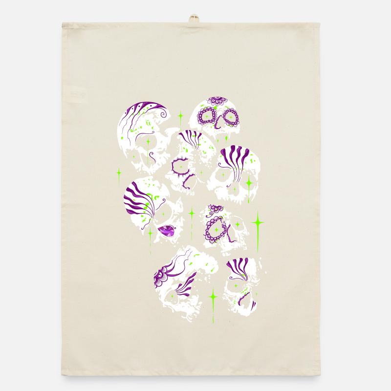 Crânes Crâne Halloween Crânes de sucre Torchon bio