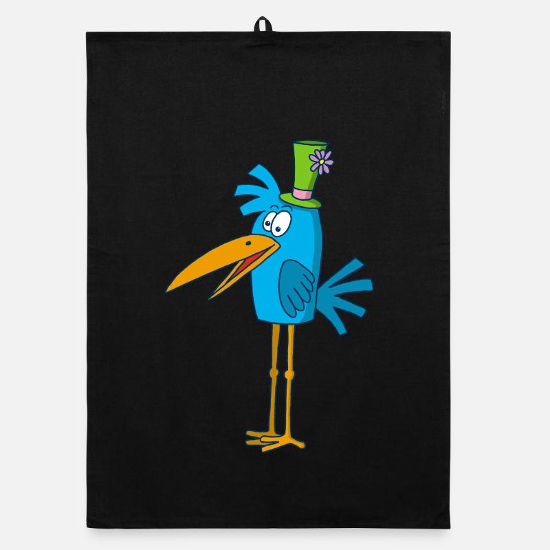 Blue bird and its hat Organic dish towel