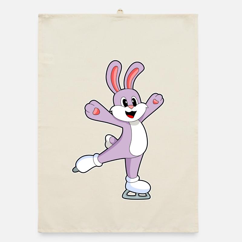 Hase Eislaufen Schlittschuhe Organic Geschirrtuch