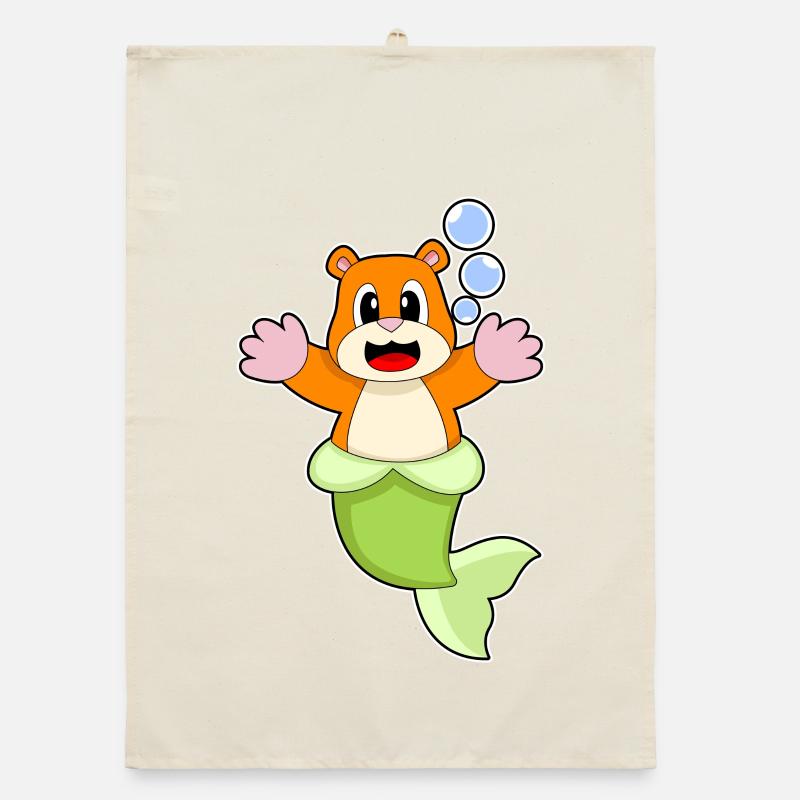 Hamster Mermaid Organic dish towel