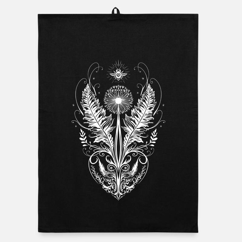 Löwenzahn Biene Herz botanical art Organic Geschirrtuch
