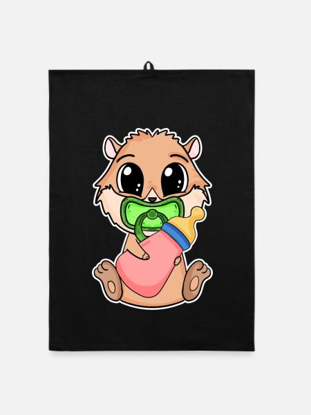 Baby Domestic Guinea Pig Motif Guinea Pig - Organic dish towel - black - Front