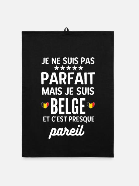 Pas parfait mais je suis belge - Torchon bio - noir - Devant