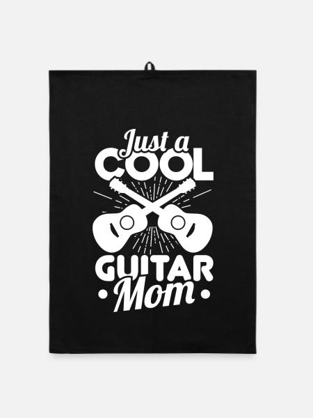 Nur eine coole Gitarrenmama - Organic Geschirrtuch - Schwarz - Vorne