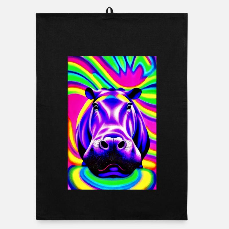 Hippopotame en couleur Pop Art Torchon bio