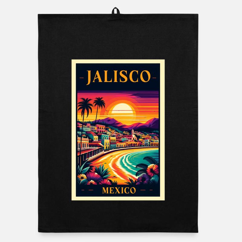 Design de coucher de soleil à Jalisco, au Mexique Torchon bio