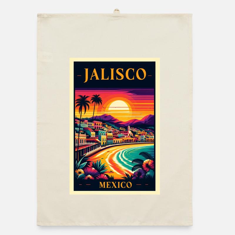 Design de coucher de soleil à Jalisco, au Mexique Torchon bio
