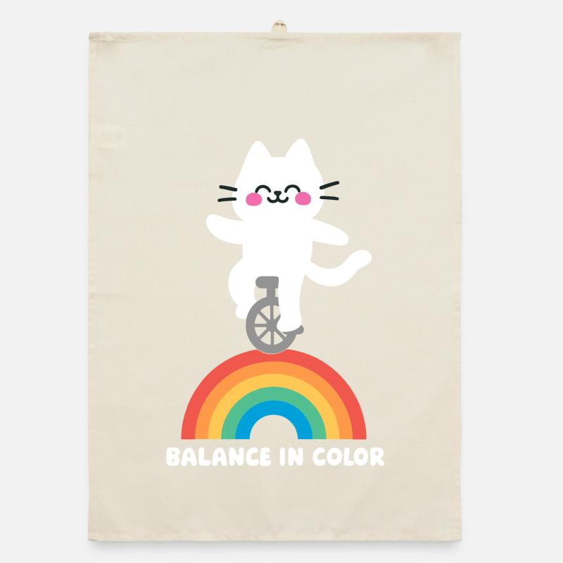 Katze Balanciert Regenbogen Organic Geschirrtuch