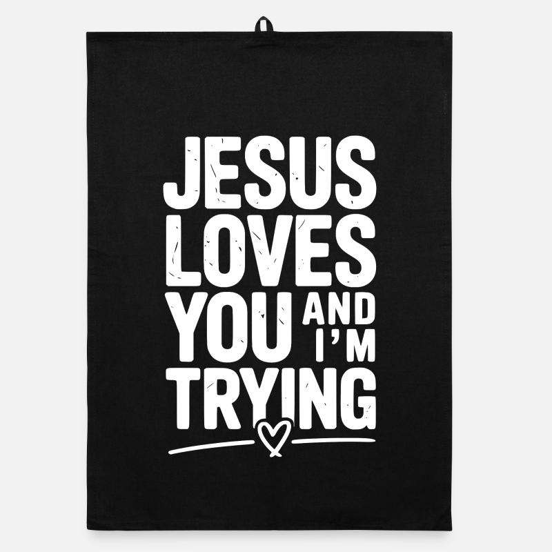 Jesus liebt dich und ich versuche es Organic Geschirrtuch