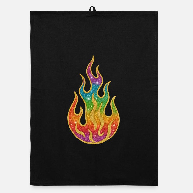 Fire | Rainbow Flame Glitter Splendor Organic dish towel