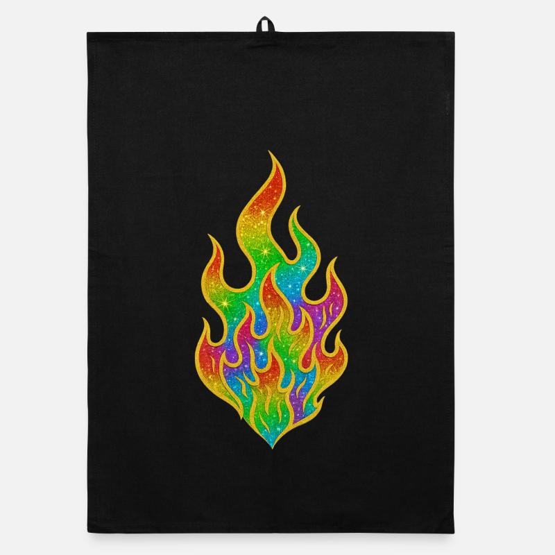 Flamme scintillante de feu arc-en-ciel Torchon bio