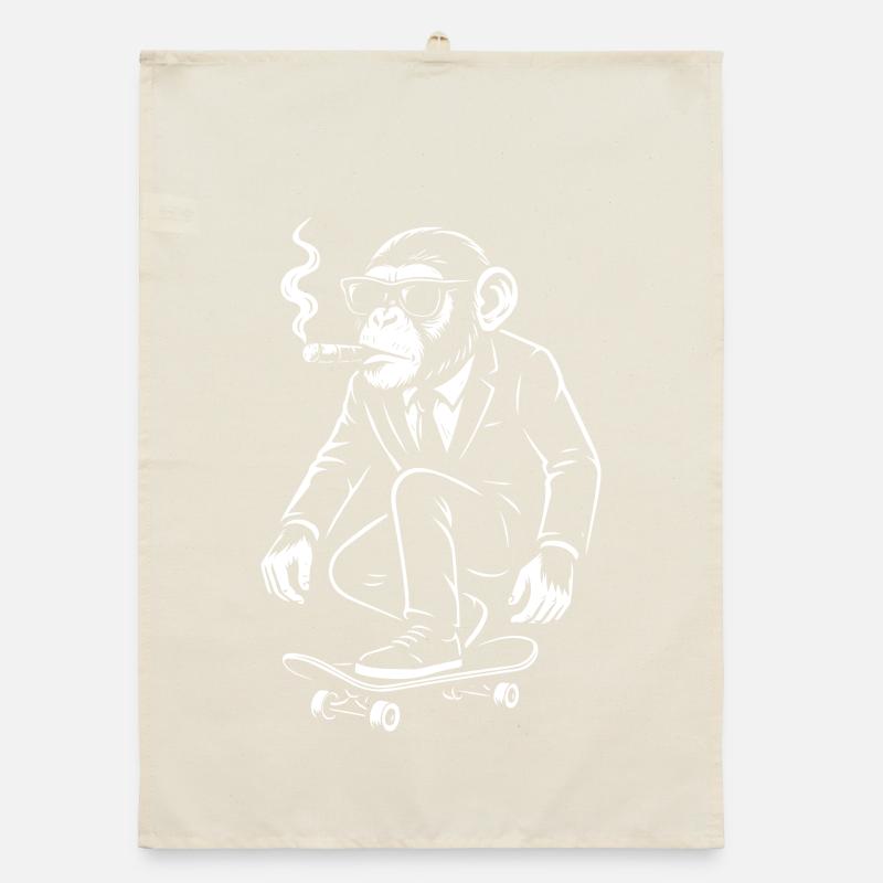 Dapper Monkey sur Skateboard Torchon bio