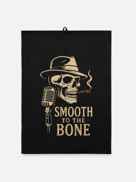 GESCHMEIDIG BIS AUF DIE KNOCHEN: Skull Jazz Blues, Hut & C - Organic Geschirrtuch - Schwarz - Vorne