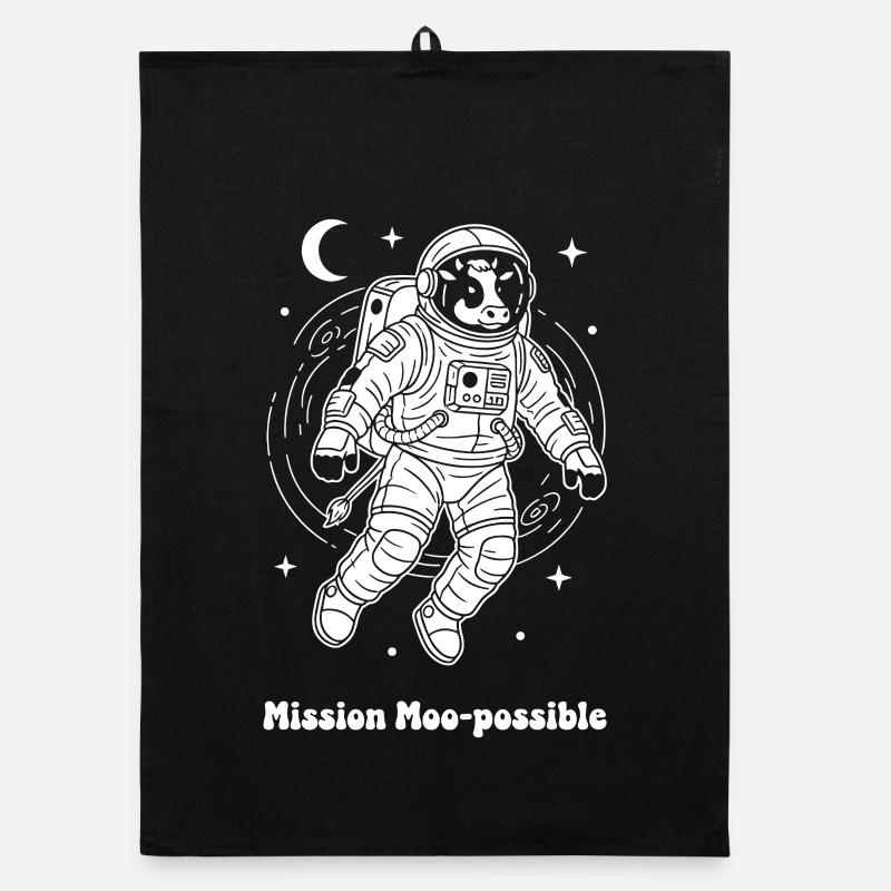 Cow Astronaut Mission Moo-possible Organic dish towel