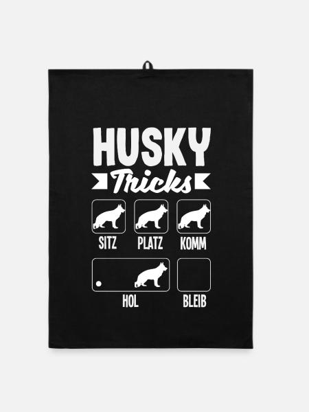 Drôle Husky Husky Propriétaire Husky Propriétaire Cadeau - Torchon bio - noir - Devant