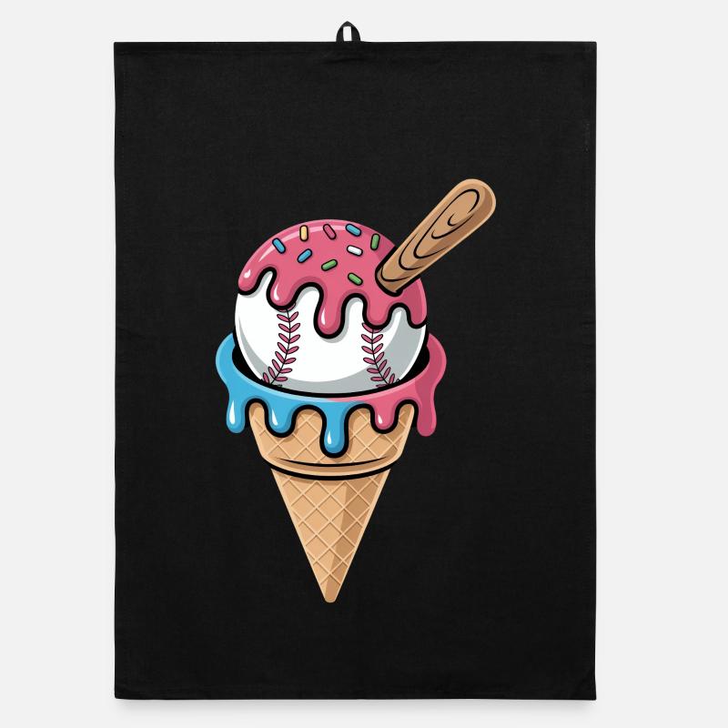 Baseball Eiscreme Waffel Mit Schlaeger Streuseln Organic Geschirrtuch