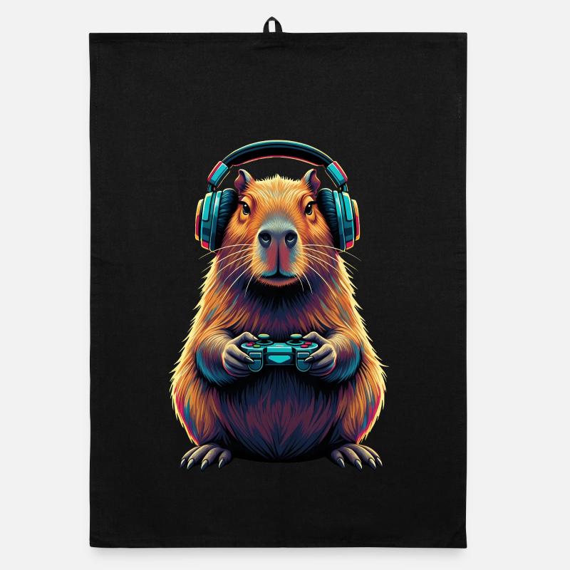 Capybara Gaming Tier Videospiele Lustiges Capybara Organic Geschirrtuch