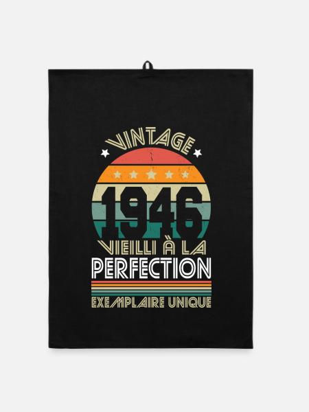 1946 – Vintage – Exemplaire unique - Torchon bio - noir - Devant