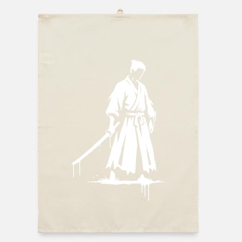 Trauriger Ronin Samurai Krieger graffiti Organic Geschirrtuch