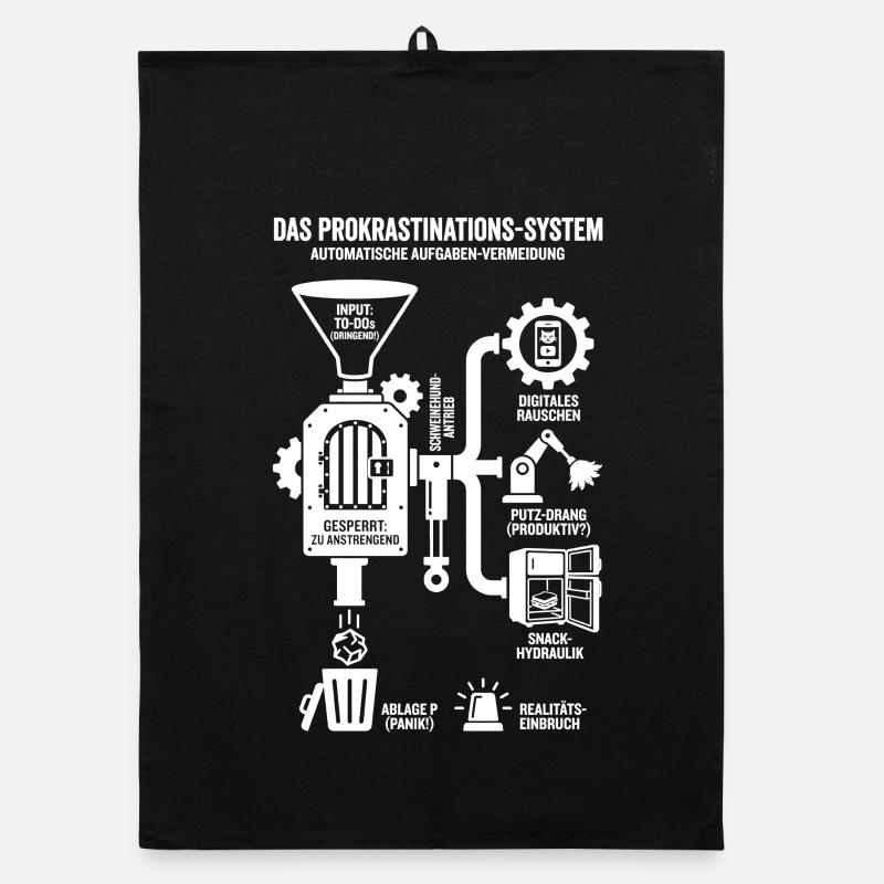 Procrastination System Funny Infographic Organic dish towel