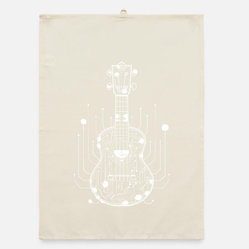 Ukulele Sketch Organic dish towel