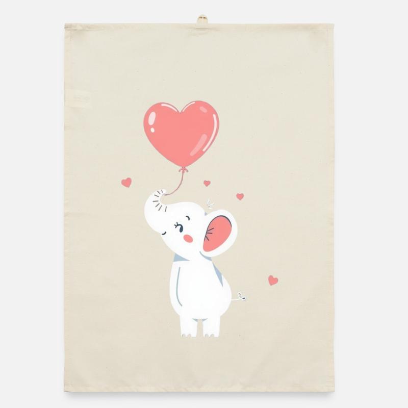 Cœur d’éléphant cadeau de Saint-Valentin Torchon bio