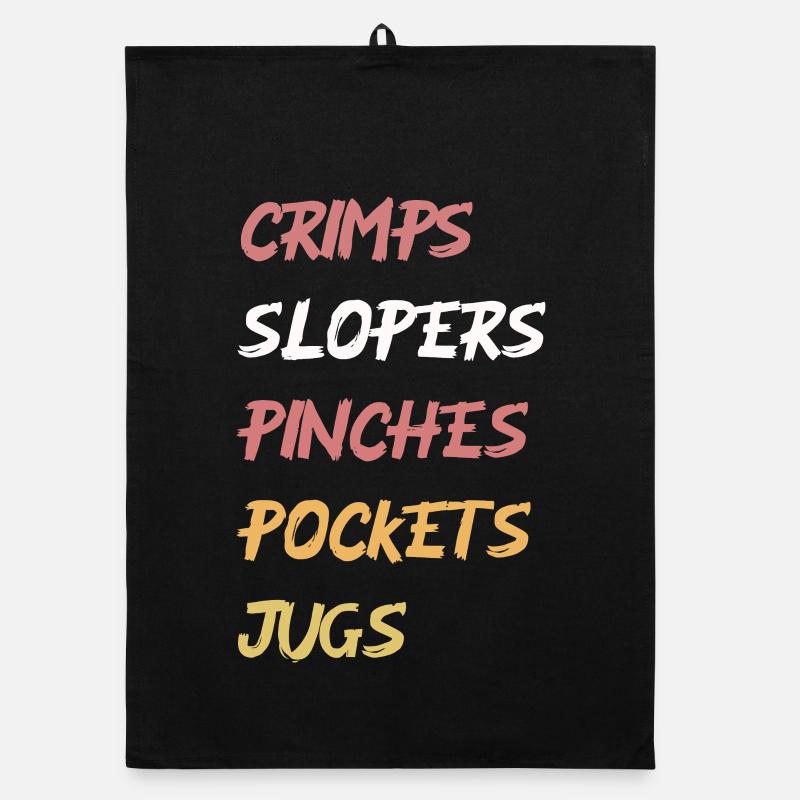 Bulleted climbing holds retro colors lettering Organic dish towel