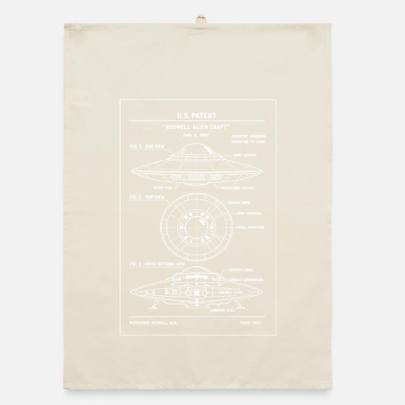 UFO-Patent-Bauplan-Tee Organic Geschirrtuch