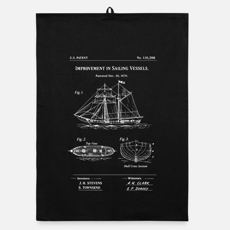 Patentiertes Segelschiff-Bauplan Organic Geschirrtuch