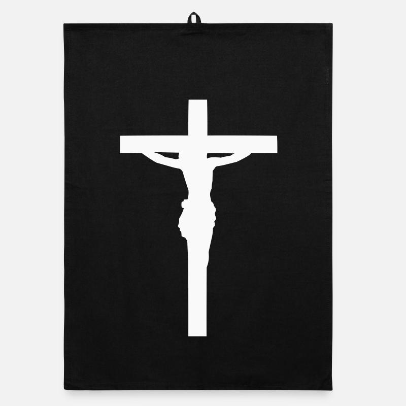 Kreuzsilhouette Jesus Organic Geschirrtuch