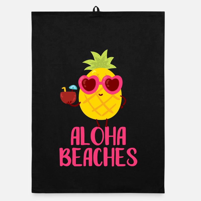Motif de vacances d’été à Aloha Beaches Cool Pineapple Beach Torchon bio