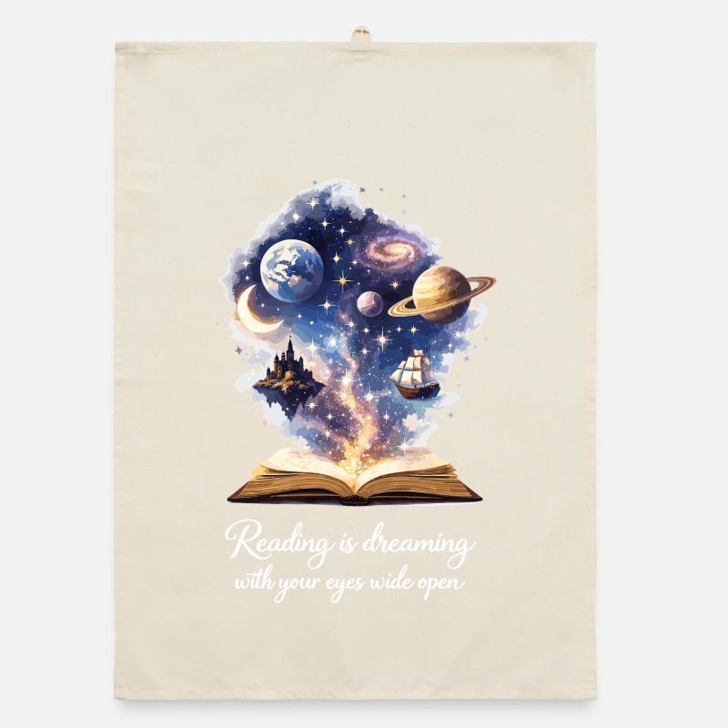 Reading is dreaming - Magisches Buch & Sterne Organic Geschirrtuch