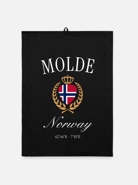 Molde Norwegen Wappen Krone Reise Design Souvenir - Organic Geschirrtuch - Schwarz - Vorne