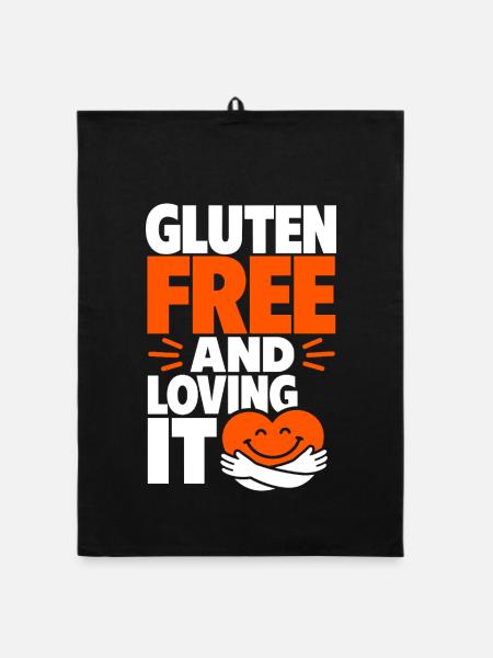 Gluten Free And Loving It Heart - Organic Geschirrtuch - Schwarz - Vorne